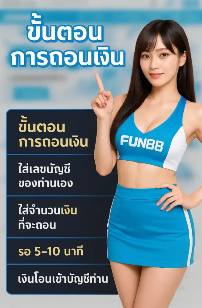 ขั้นตอนการถอนเงินเว็บ Fun888